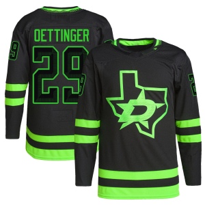 Jake Oettinger Dallas Stars Men's Adidas Authentic Black Alternate Primegreen Pro Jersey